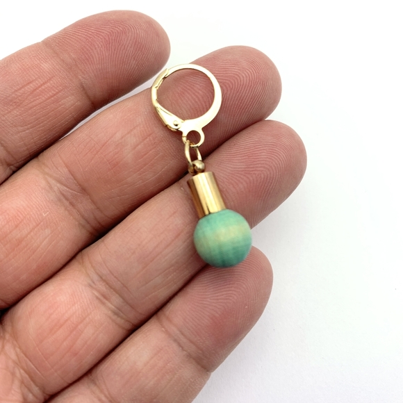 Wooden Green Charm Earrings - Picture 4 of 5